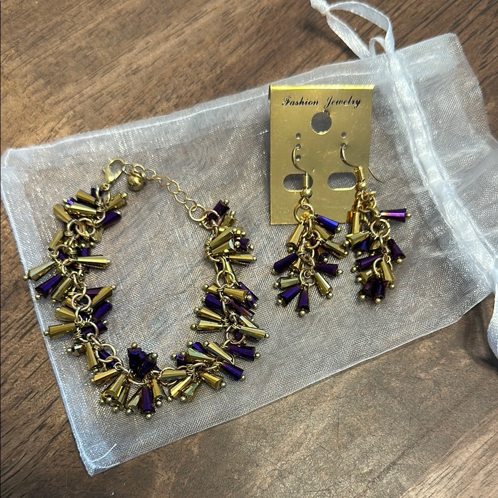 Gold and Purple Fashion Jewelry Set